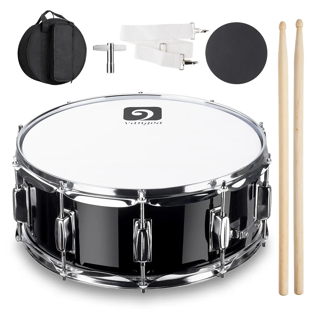 14 дюймов Snare Drum Kit, 1" x 5,5" с барабанными палочками, ключ настройки, ремень, Тренировочный Коврик и сумка