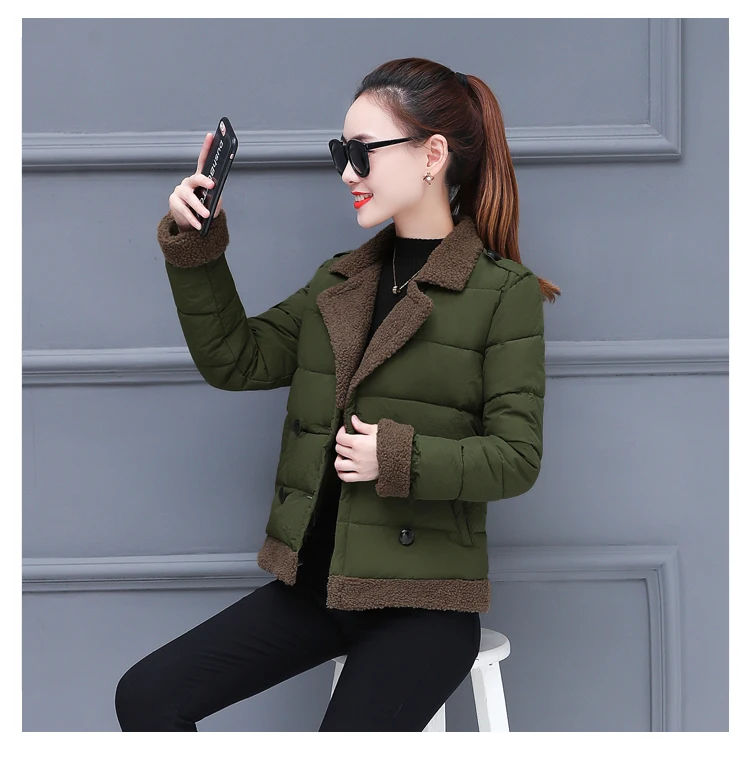 New Down cottoncoat Winter woman coats 2018 Short slim lambswool Cotton coat Korea Long sleeve Top Fashion student jacket tide