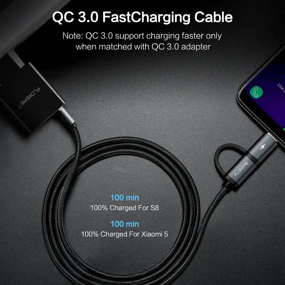 Кабель Micro USB Type C FLOVEME QC 3 0 2 8a кабель для быстрой зарядки Samsung S9 S8 Plus Xiaomi Huawei Mate 20