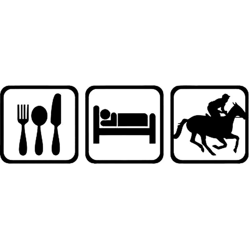 

15.8cm*5cm Eat Sleep Horse Racing Interesting Vinyl Decal Accessories Car Sticker Black Silver S6-2893