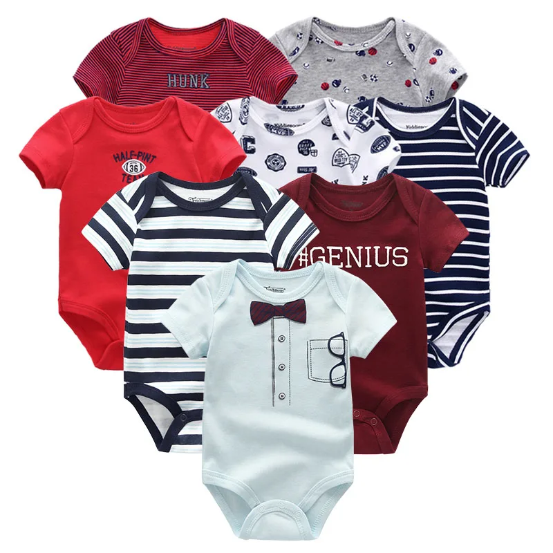 

2021 Unisex Baby Girl Clothes Cotton 8PCS Newborn Solid Bodysuit Baby Boy Clothes Sets Cartoon Short Sleeve Print Ropa bebe