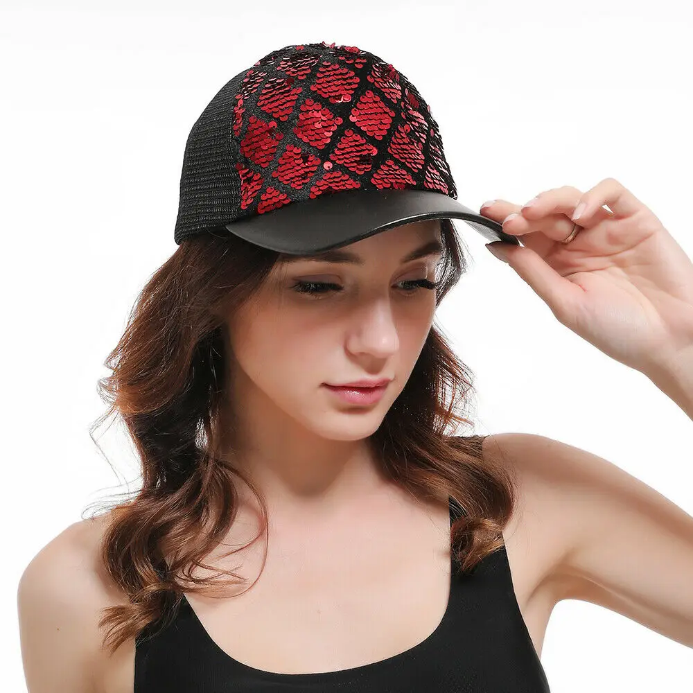 Женская Мужская регулируемая бейсболка с хвостом блестящая шляпа от солнца