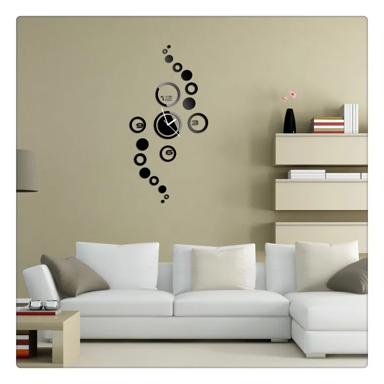 Роскошные Настенные часы для гостиной DIY 3D Кристальное зеркало акриловые