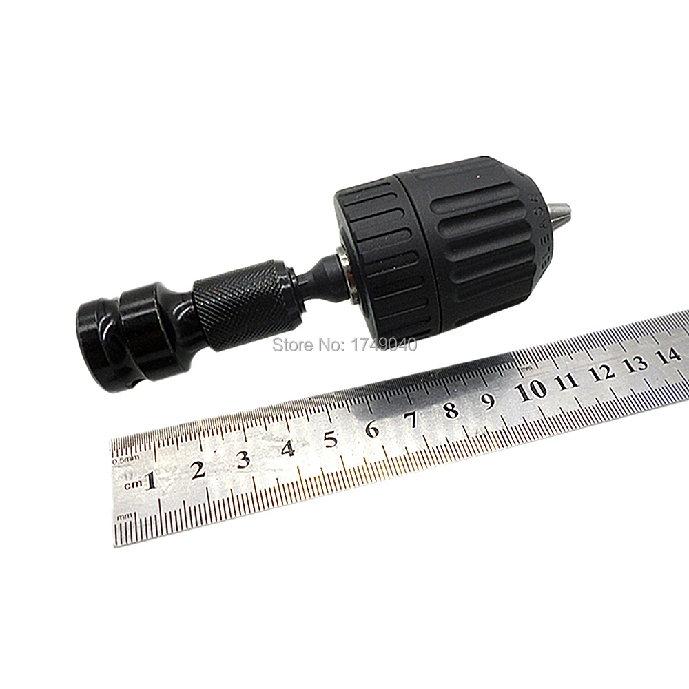 

Keyless Drill Chuck Capacity 0.8mm to 10mm 1/4" Hex Shank Drill Bit Converter with 1/2" Square Drive to 1/4" Hex Shank Converter
