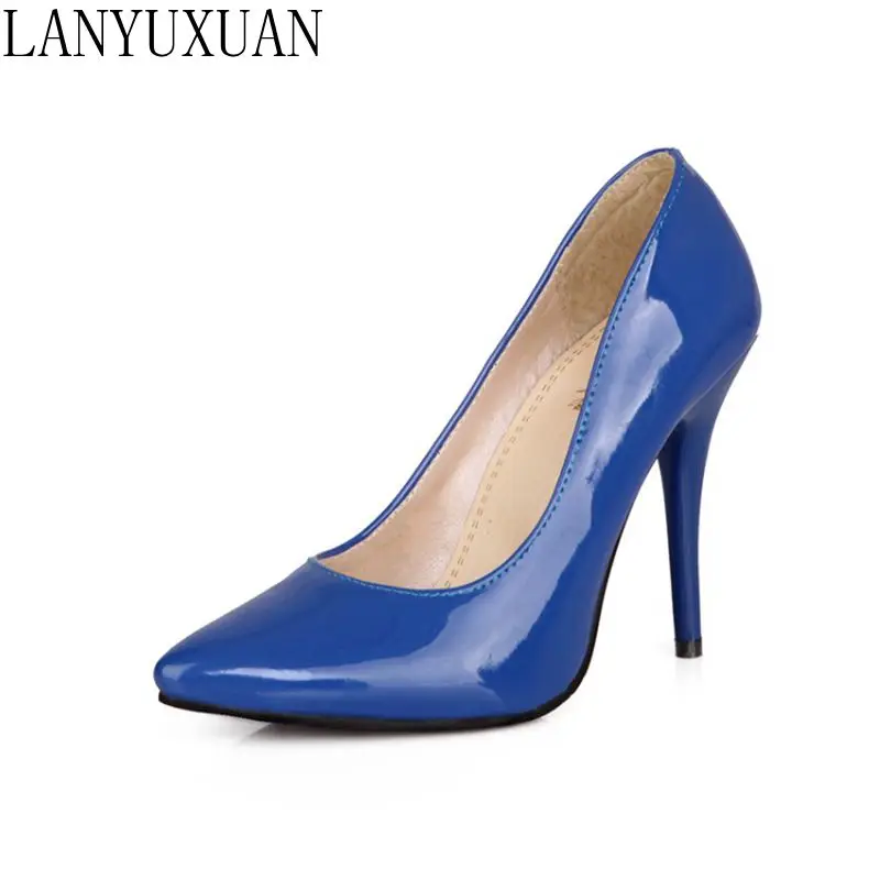 

LANYUXUAN Plus Big Size Sale 30-47 7 color sweets single Wedding shoes Woman Fashion Pointed Toe Pumps Platform High Heels 05A