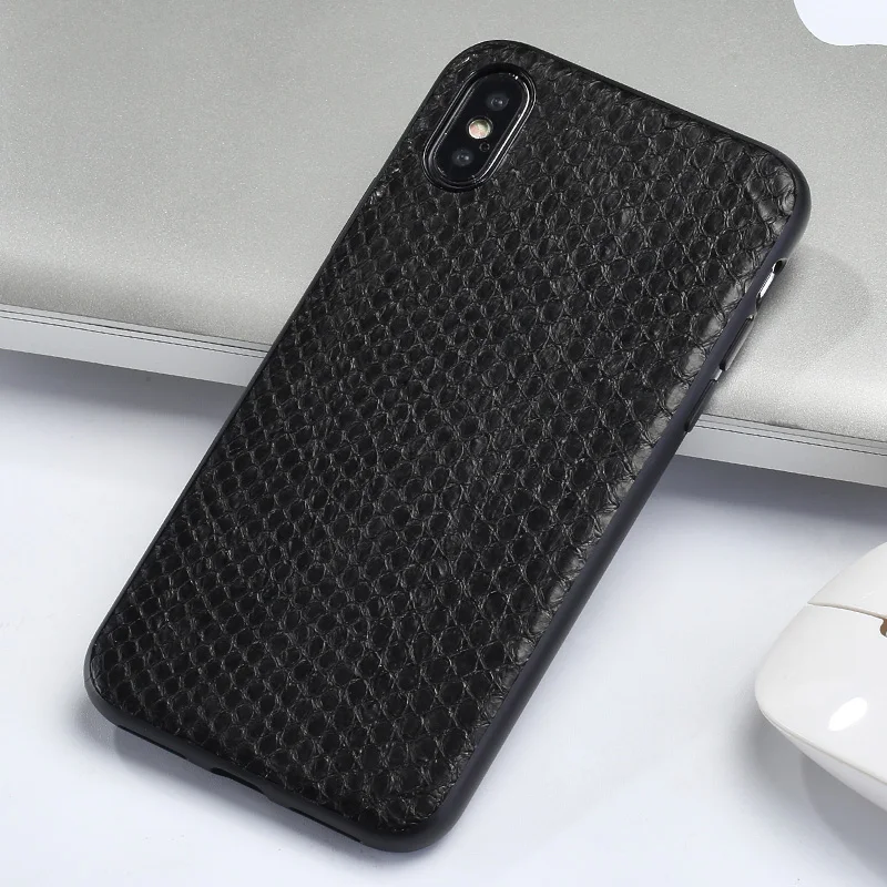 Чехол из натуральной кожи питона для Apple iPhone 11 11 Pro 11 Pro Max 6s 6 7 8 Plus X XS XR XS max Snakeskins Роскошная задняя крышка - Цвет: Black