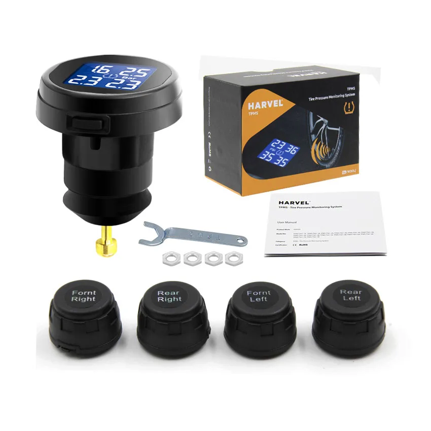 External version TPMS система контроля давления в шинах TPMS ЖК-экран 4 датчика прикуриватель в режиме реального времени tpms автомобильный детектор диагностический инструмент - Тип: External version