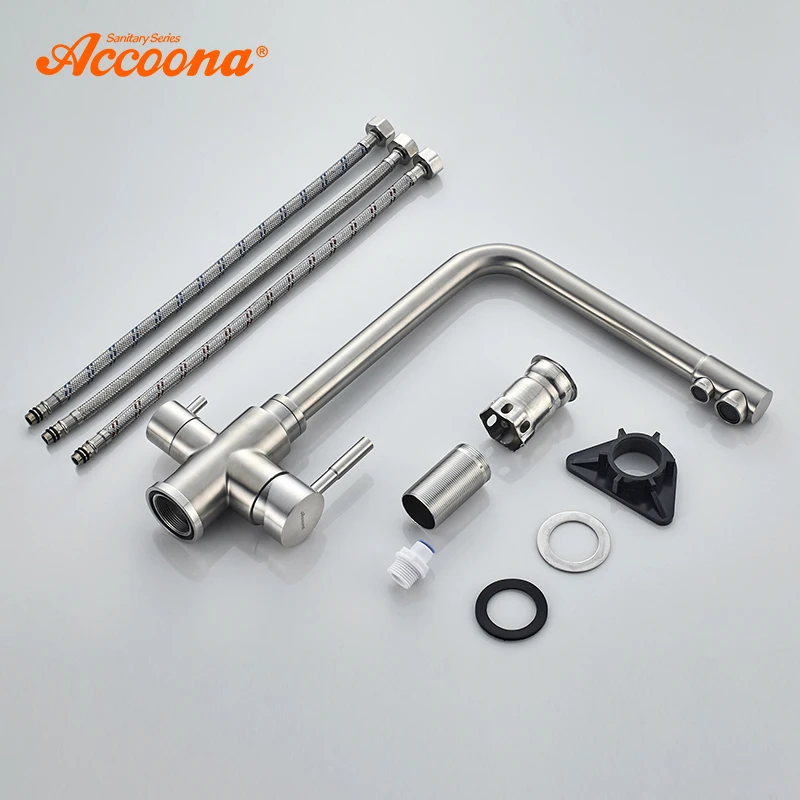 Accoona, кухонный кран, новинка, нержавеющая сталь, 304, смесители, раковина, кран, настенный кран, современный, для горячей и холодной воды, кухонный кран, A5179-5