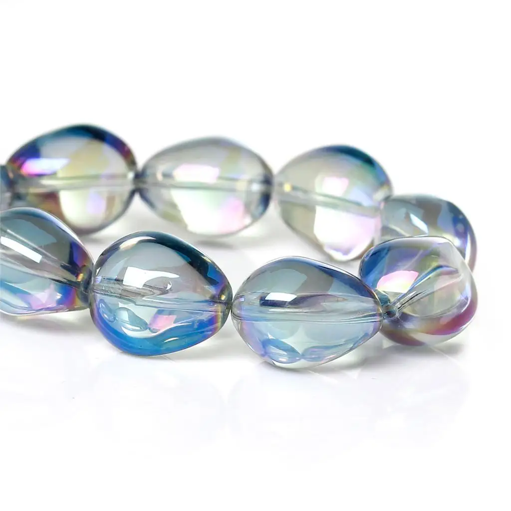 

DoreenBeads Glass Loose Beads Teardrop Light blue AB Color Faceted Jewelry About 17mm(5/8")x 14mm(4/8"),Hole: Approx 1.3mm,3 PCs