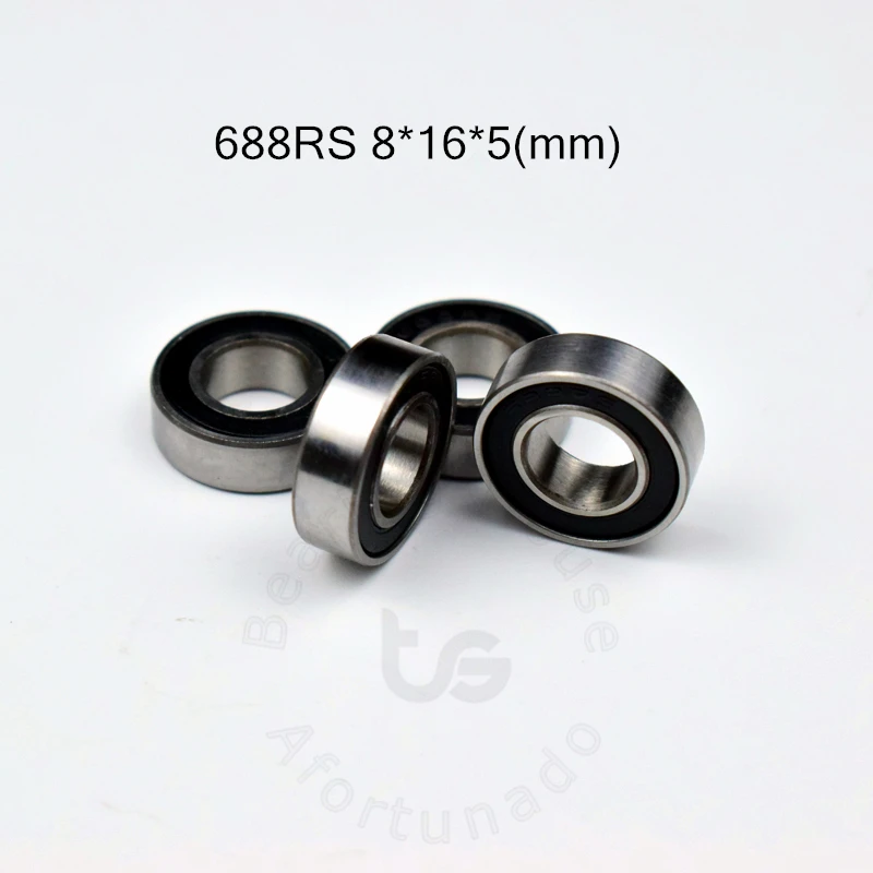 Bearing 10 Pieces 688RS 8*16*5(mm) free shipping chrome steel rubber Sealed High speed Mechanical equipment parts