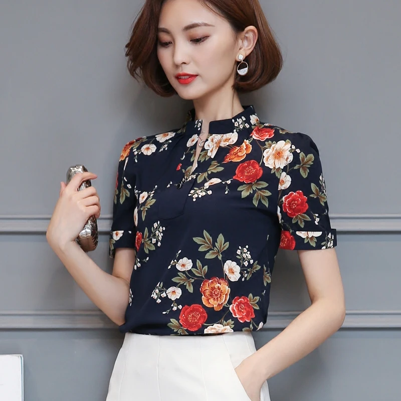 

2021 new Women tops New Chiffon Blouse Shirts Print Loose Elegant Office Ladies Blouses Plus Size Female Elegant Shirt 66H 30