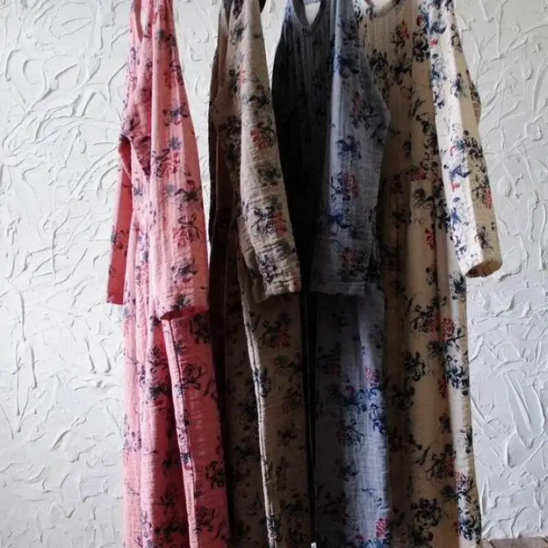 Женское плиссированное платье до щиколотки повседневное хлопково-льняное с