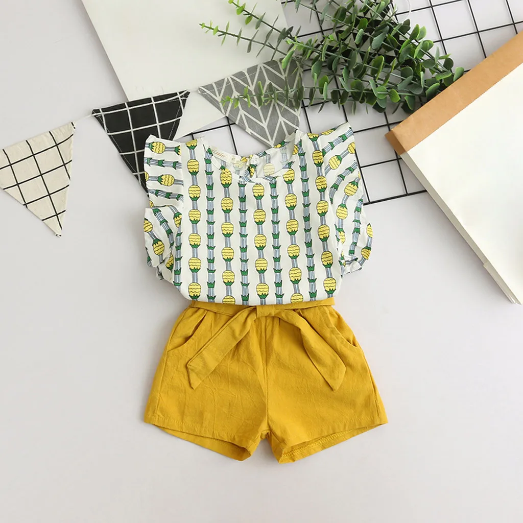Летняя детская одежда для маленьких девочек комплект одежды из 2 предметов
