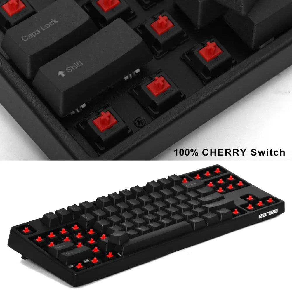 GANSS машинная машинка механическая клавиатура Cherry MX красные переключатели Tenkeyless 87