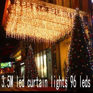 Рождественская гирлянда, светодиодная гирлянда-занавес в виде сосулек, 220 В, 3,5 м, 100 светодиодов, для помещений, светодиодная гирлянда-занавес для вечерние ринки, сада, сцены, уличное декоративное освещение