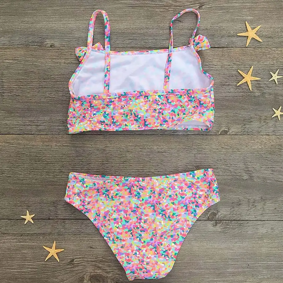 Купальный костюм для девочек 2-8 лет детский купальный из двух предметов с золотым