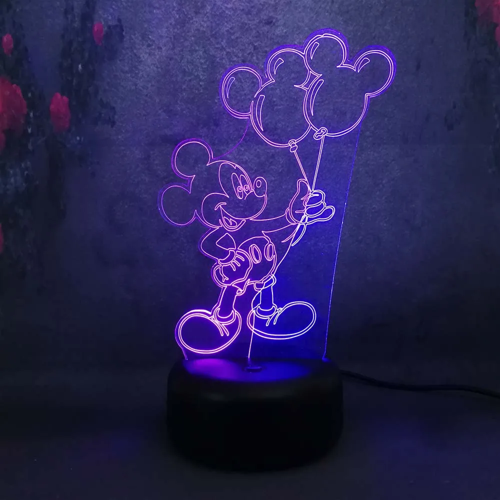 Супер милый Микки шар 3D смешанный цвет ночник Иллюзия USB led свет Рождество День