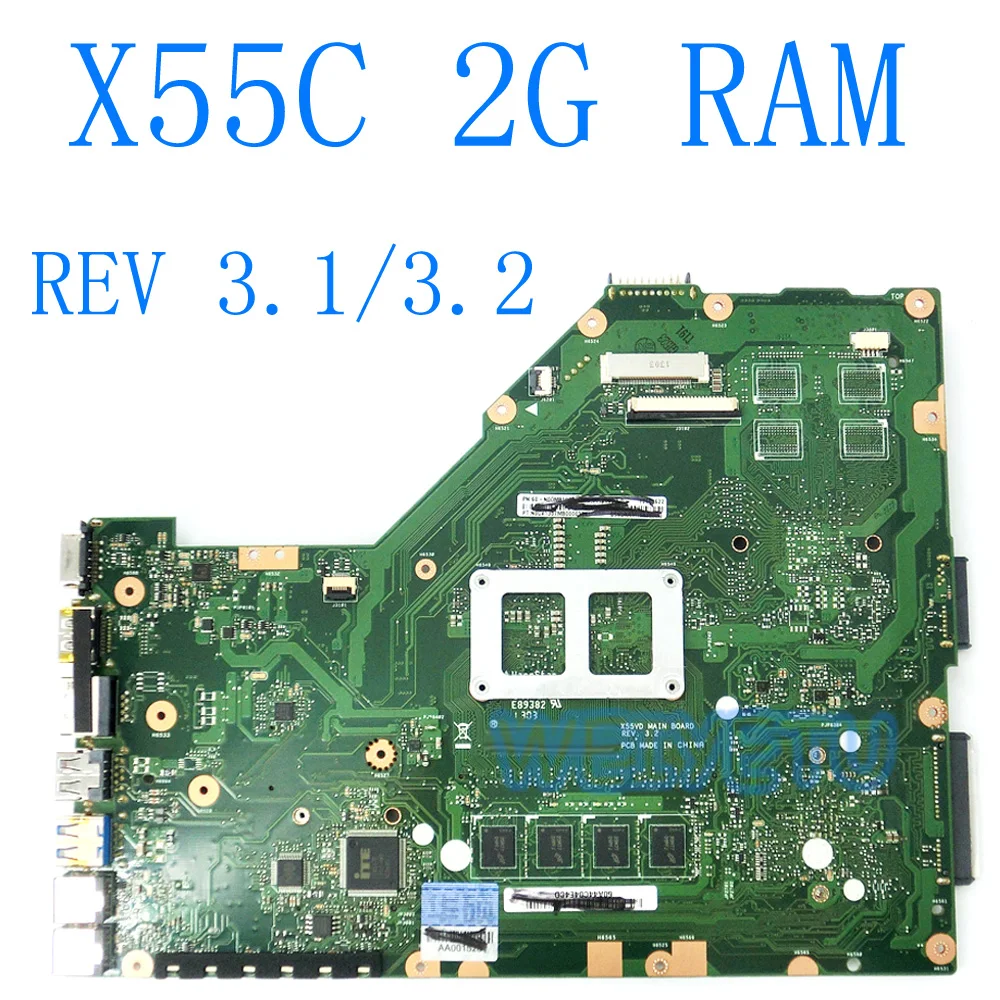 X55C с i3 CPU на борту 2 Гб RAM материнская плата памяти для ASUS X55CR X55V X55VD ноутбука