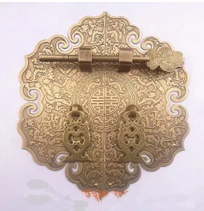 Новая китайская летучая мышь левая круглая дверь Shang Ming медная резная ручка для