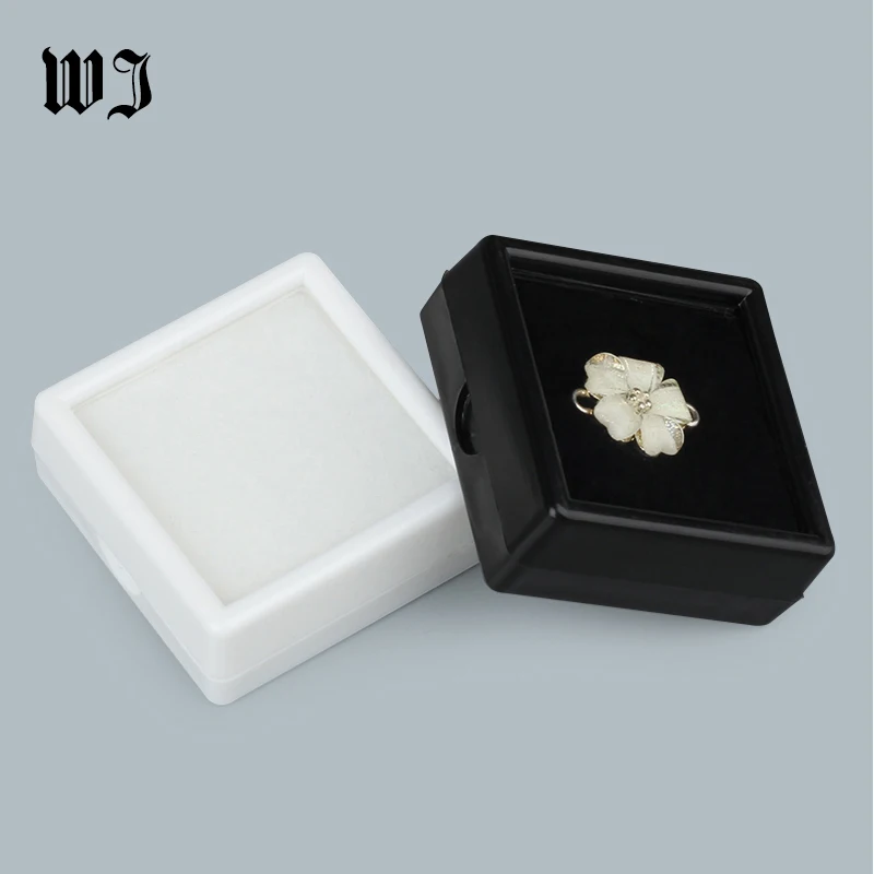 Wholesale 100pcs/lot 4cm x 4cm Diamond Display Box Square Beads Case Stone Box Gem Tray Plastic Black and White Organizer Holder