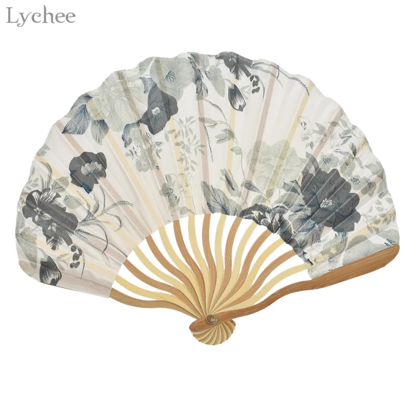 1 Lychee Life 1 шт. винтажный цветочный узор ручной вентилятор вечерние складной ручной вентилятор тканевый Карманный складной веер вечерние подарок на свадьбу - Цвет: 1