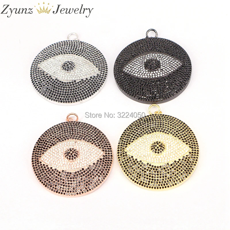

5PCS ZYZ174-9148 Big size High quality micro pave cz ROUND with eye pendant