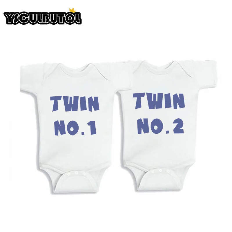 YSCULBUTOL Baby Twins 2 шт./лот twin No.1 No.2 Белое и черное детское боди с коротким рукавом |