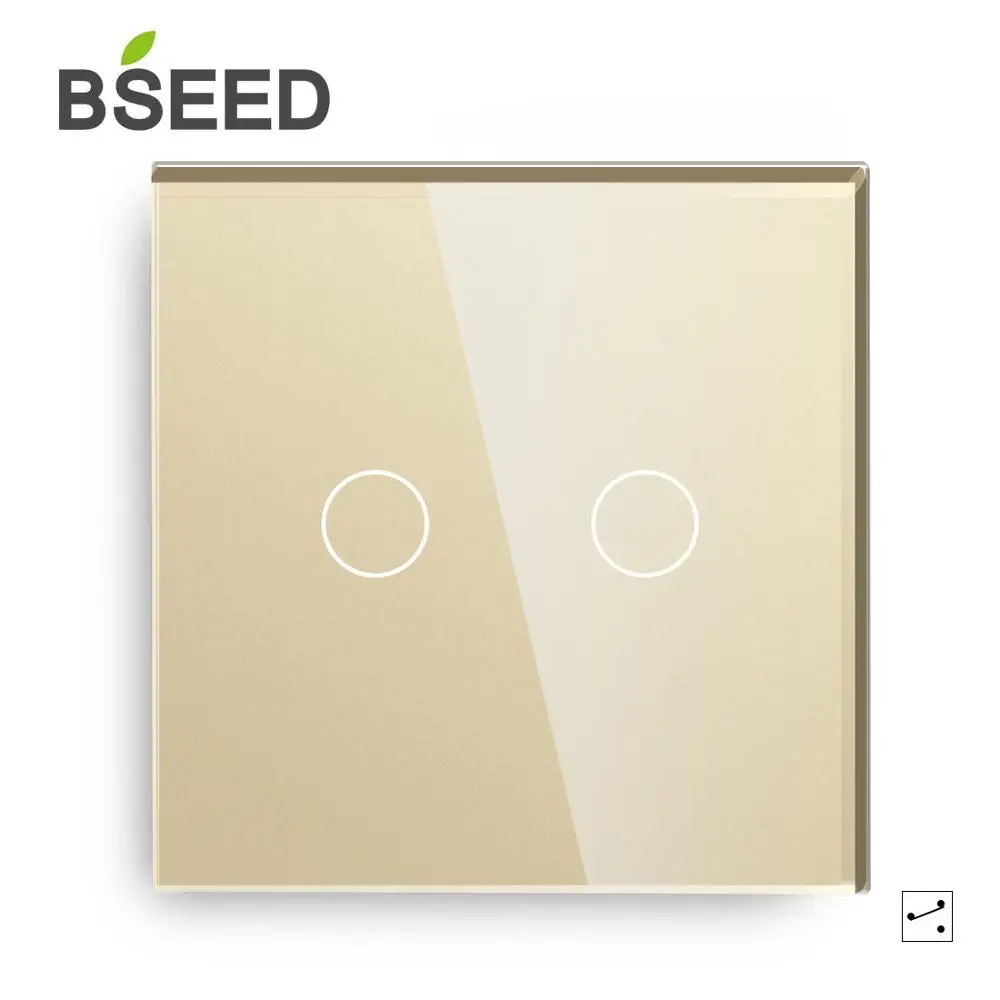 Bseed ЕС сенсорный диммер 2 банды 1 способ светодиодный Белый Черный Gloden кристалл класса Панель Умный диммер