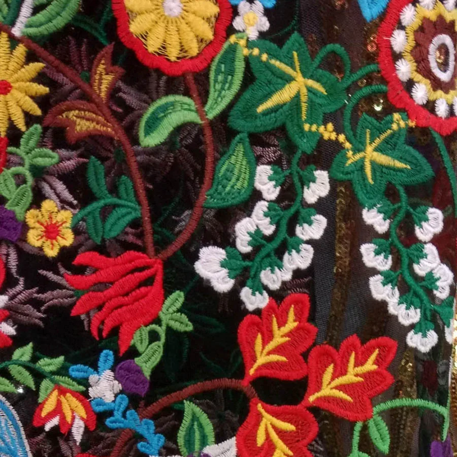 Most new custom curtains sheet fabric colorful embroid baroque New lace Sun flower embroidery Rain Forest textile fabrics | Дом и сад