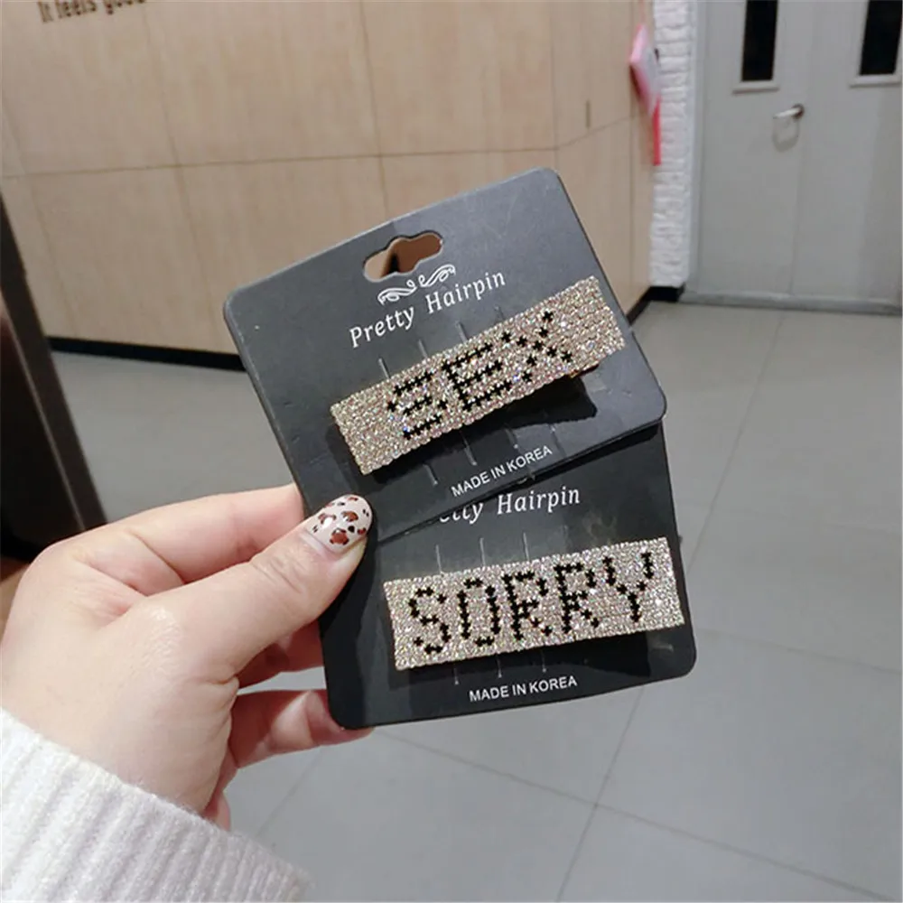 Корейские женские роскошные с блестящими кристаллами Стразы заколки для волос