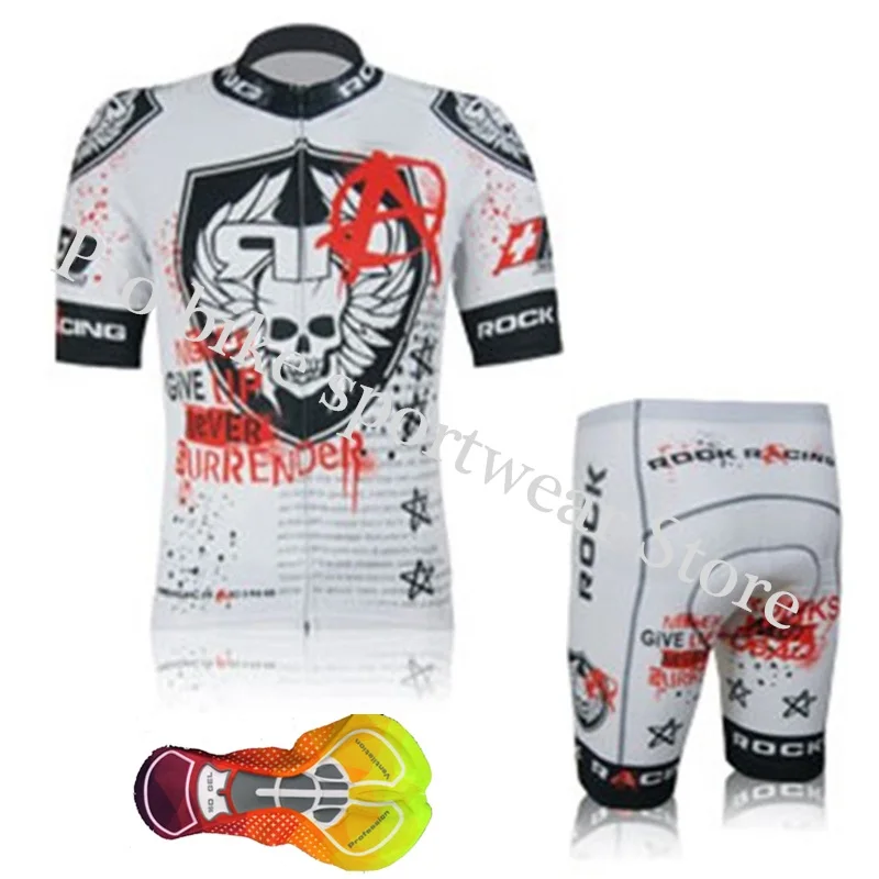 Cycling jersey set 4 ROCK Racing, летняя мужская футболка для велоспорта, комплект с коротким рукавом, дышащие шорты, одежда для велоспорта, Hombre Ropa Ciclismo Maillot - Цвет: Cycling jersey set 4