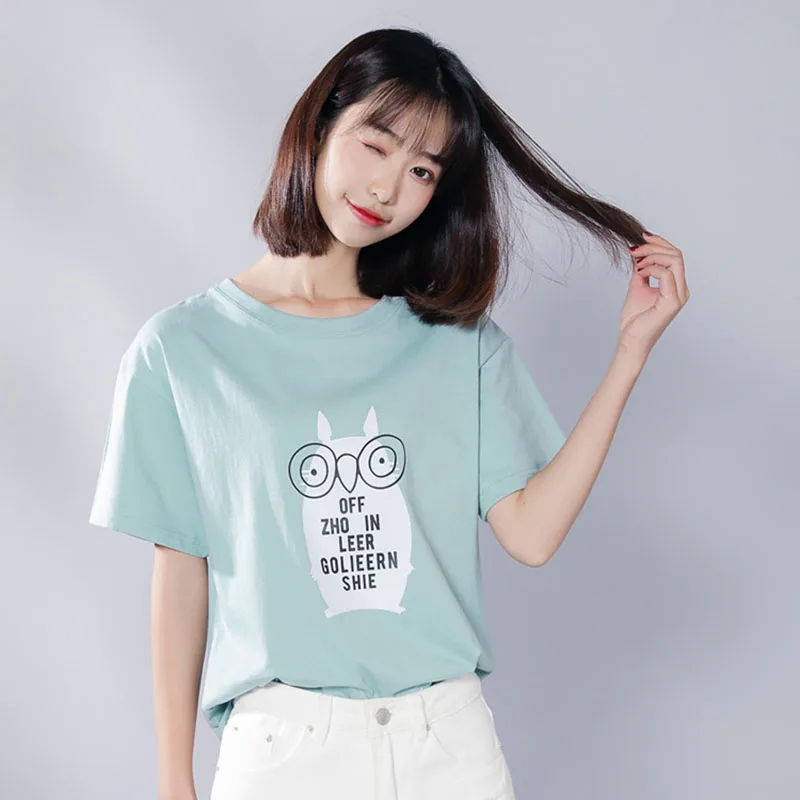 Женская футболка в Корейском стиле Ulzzang летняя Харадзюку Kawaii одежда для школьниц