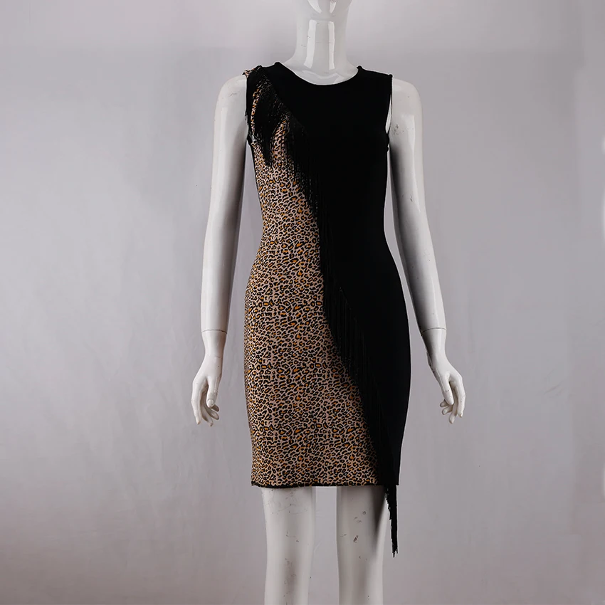 Женское Бандажное платье с леопардовым принтом Nova модное мини без рукавов