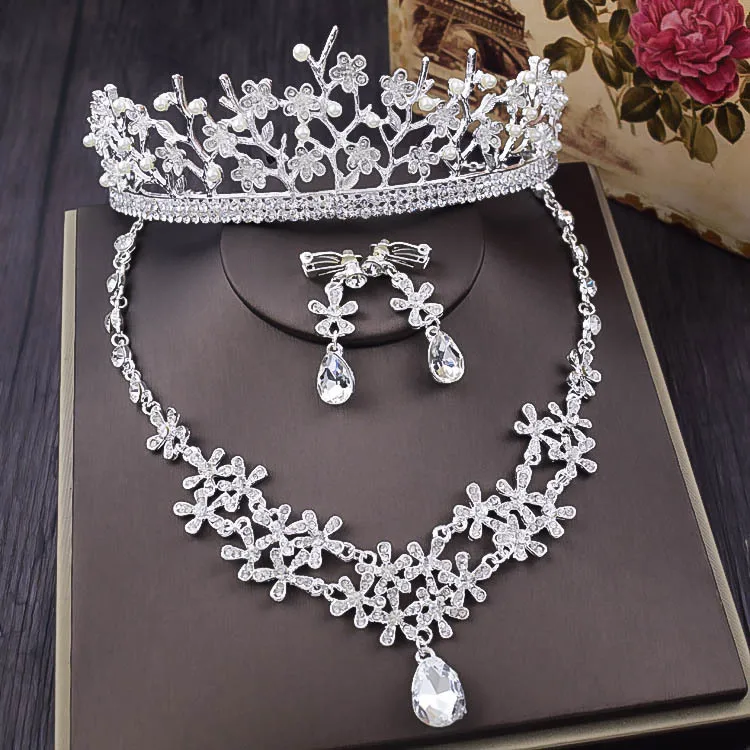 Свадебное ожерелье серьги корона украшения три набора свадебных платьев