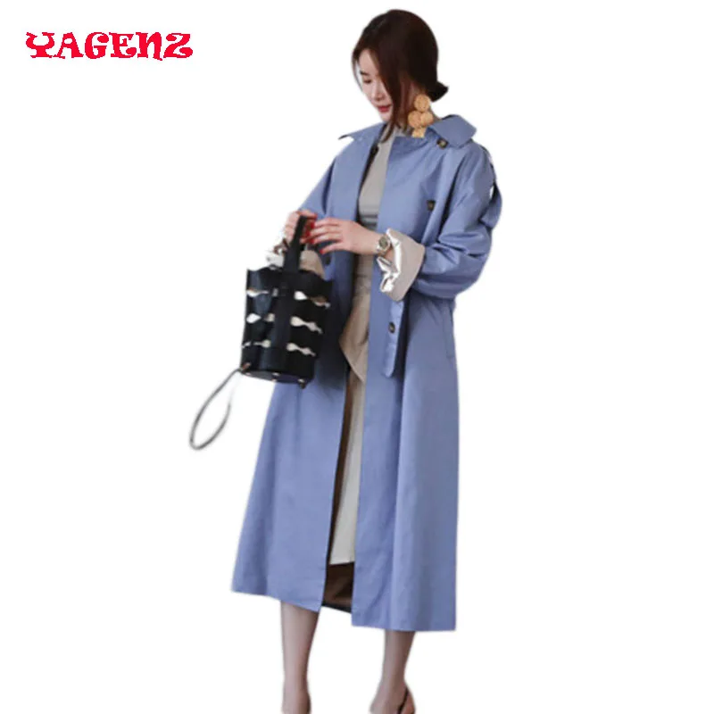 Женское тонкое двубортное пальто свободное в Корейском стиле размера плюс