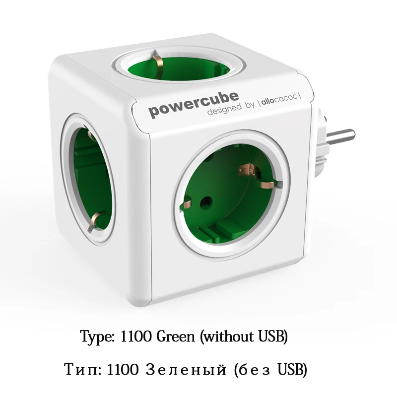 Green-without-USB Allocacoc ЕС вилка силовая полоса умная розетка блок переходник переходник euro на евровилку питания 4 розетки 16A 3680 Вт розетка USB 5 В 2.1A удлинитель Мультиадаптер Настольный - Цвет: Green-without-USB