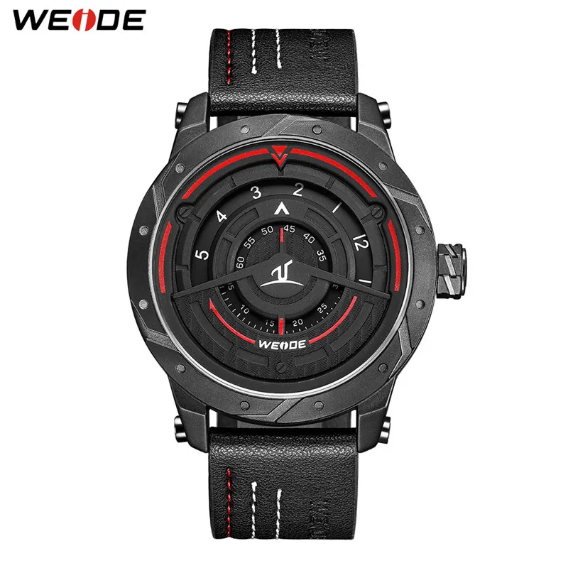 WEIDE Мужская Спортивная модель кварцевый механизм Кожаный ремешок наручные часы Relogio Masculino армейские военные часы Orologi Uomo Hour - Цвет: UV1708B-2C
