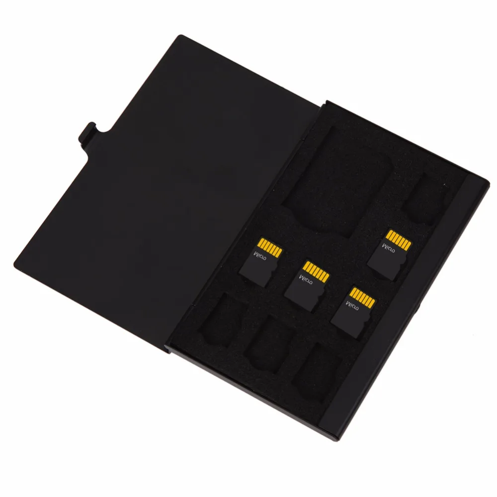 Алюминиевый Чехол для карт памяти 1SD + 8TF черный|memory card storage case|memory storagecard |