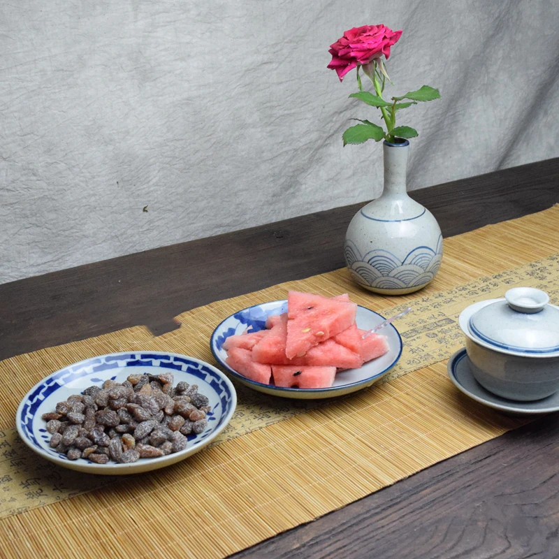 

6inch Chinese Style Plate Hand Painted Ceramic Zen Decor Display Plates Fruit Dish Saucer Tray Container Dinnerware Tableware