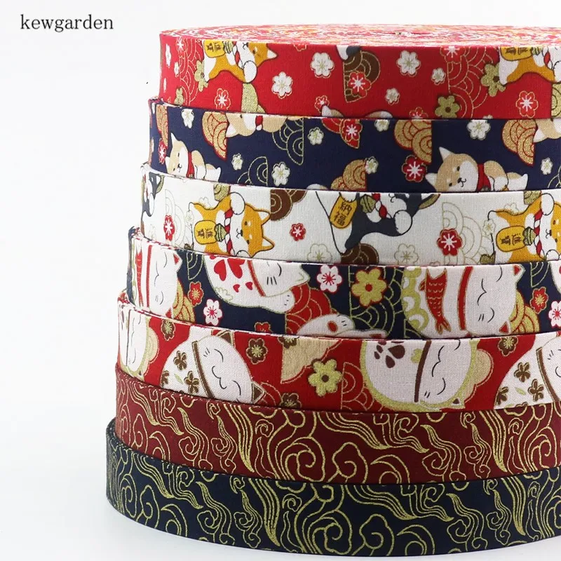 Kewgarden ткань с мультяшным котом для разных звеньев искусственная лента