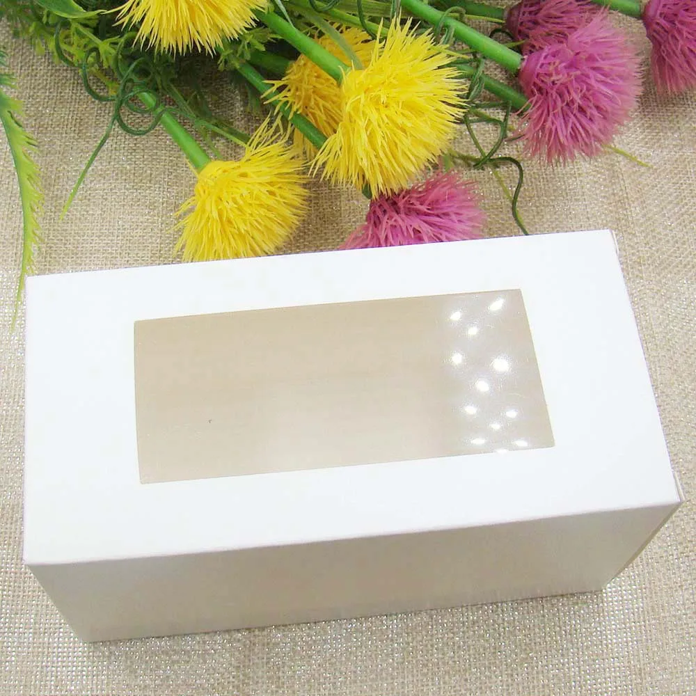 6*6*12 см белая бумага с чистым ПВХ окном кекс торт партии свадьбы пользу коробки