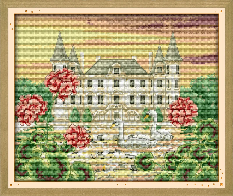 

Swan Castle Scenic Needlework Cross stitch,Embroidery kits,Precise Printed Patterns Counted Cross-Stitching,DIY Handmade