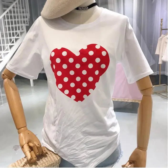 Женщины любят волна точка рубашка 2018 Новая летняя с короткими рукавами Тонкий