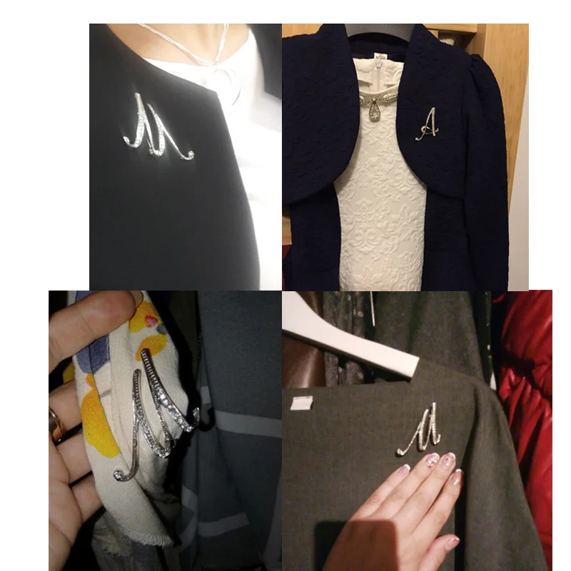 Женская Брошь с 26 буквами Классическая кристаллами аксессуары для одежды 2019|clothing