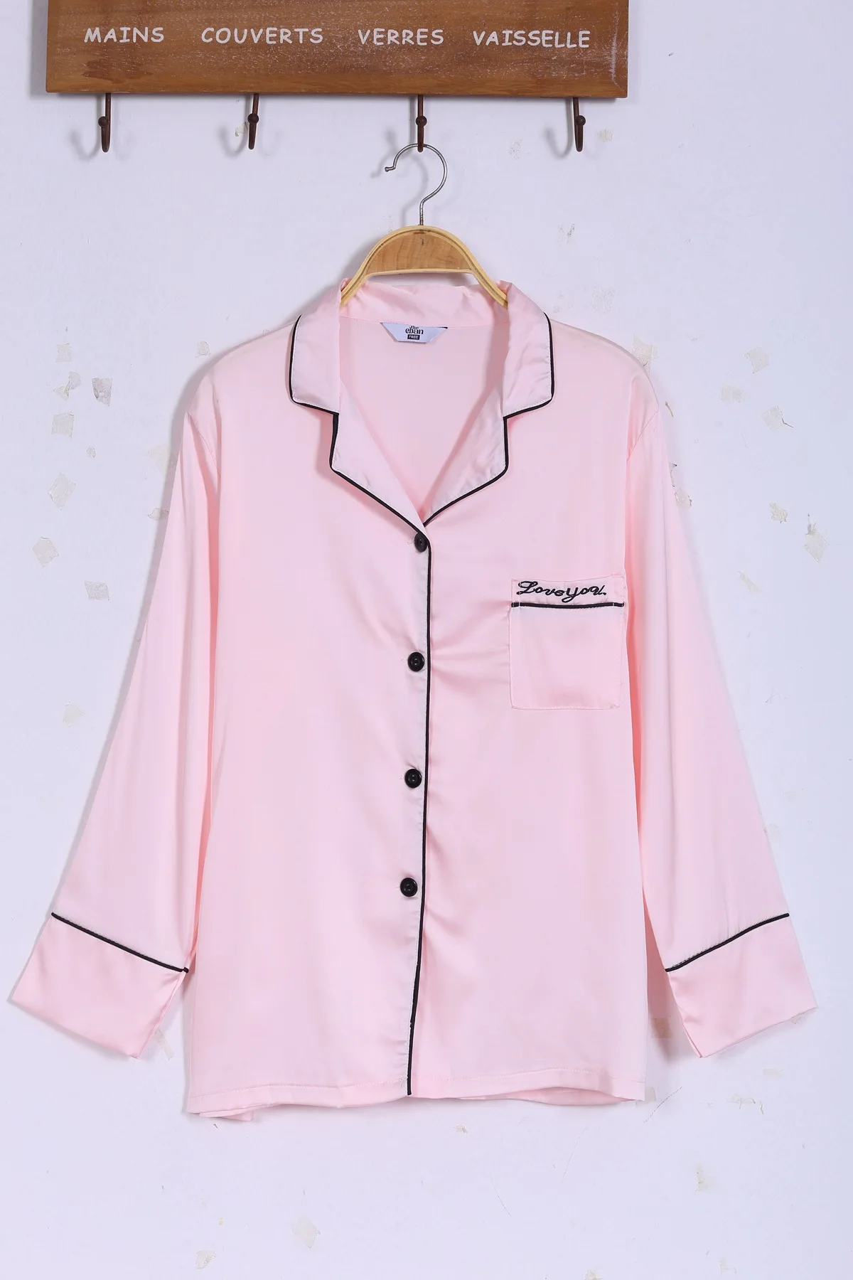 Pink Women's 7 Pieces Pajamas Sets Emulation Silk Striped Pajamas Women Homewear