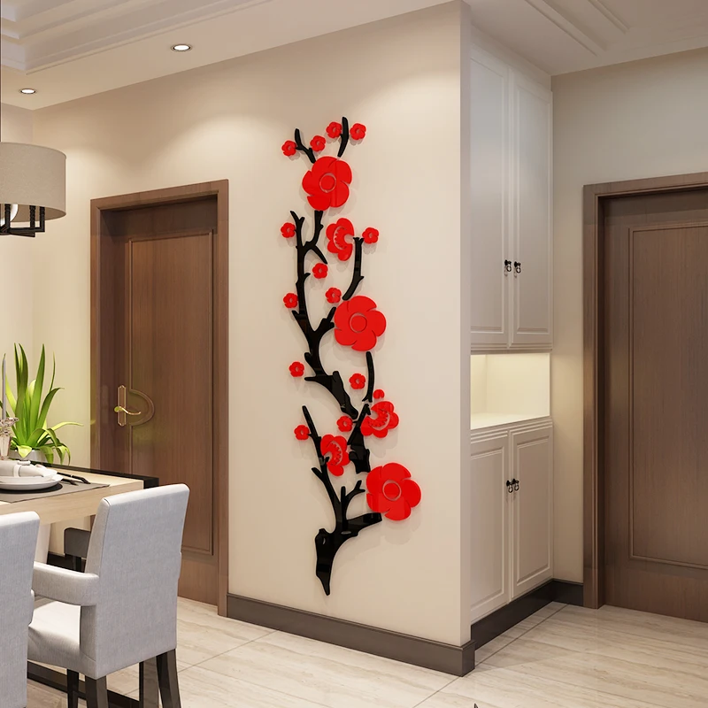 Настенные 3D наклейки в китайском стиле с цветами домашние Переводные картинки