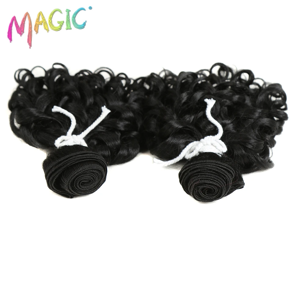 Magic 2"bundles/pack Women Ombre Hair Weaving Kinky Curly Hair Extensions Weft Heat Resistance Synthetic Hair Weave 14"inch