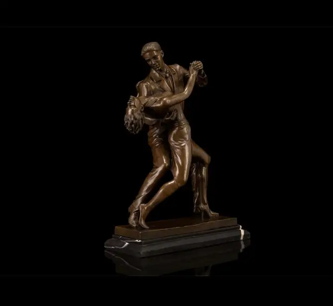 16&quot Copper Art Deco Sculpture One Couple Woman and Man Ballroom Dancing Statue | Statues &amp Sculptures