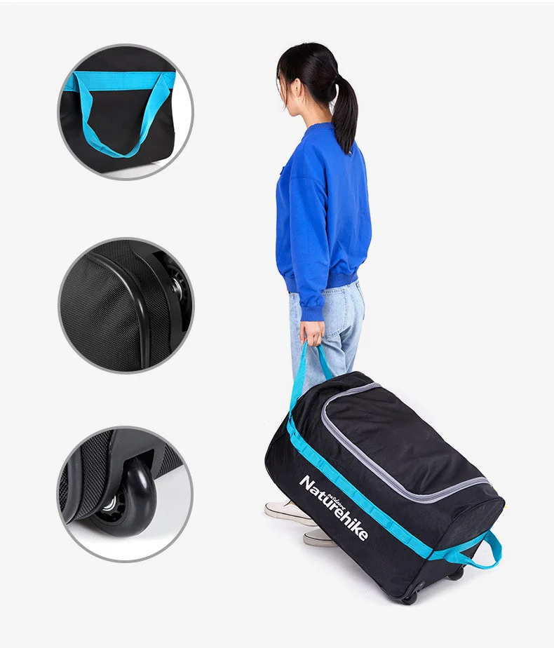 Naturehike 85L 110L Foldable Wheeled Travel Luggage Suitcase Storage Bag Tourism Waterproof Foldable Rolling Luggage Bags NH18X0