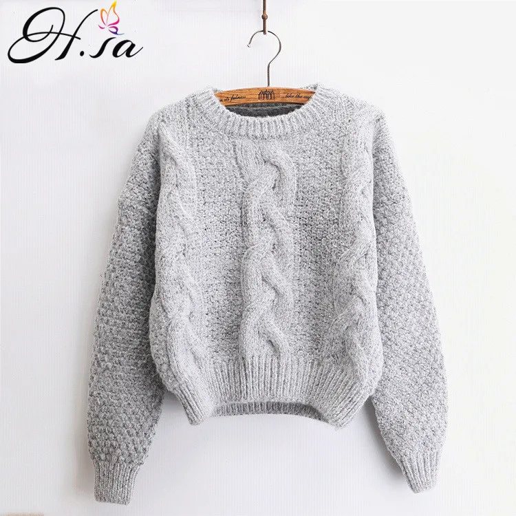 H.SA Winter Warm Sweaters and Twisted Pullovers Women Casual Short Feminino Knitted Sweater Jumpers Cheap China sueter | Женская одежда
